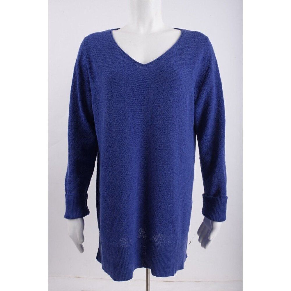 Eileen Fisher Womens Sweater V-Neck Pullover Wool M Purple Italian Yarn